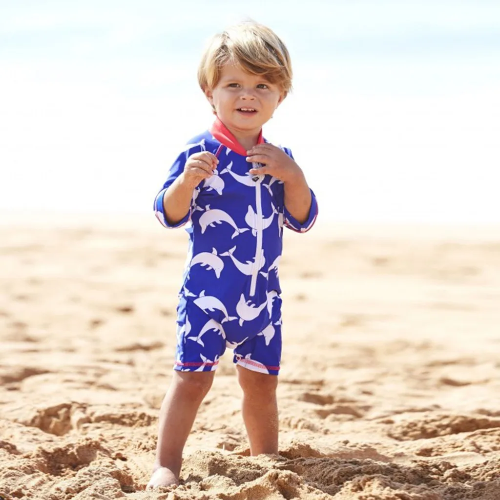 2020 модный детский купальник для мальчиков с длинным рукавом мультяшным