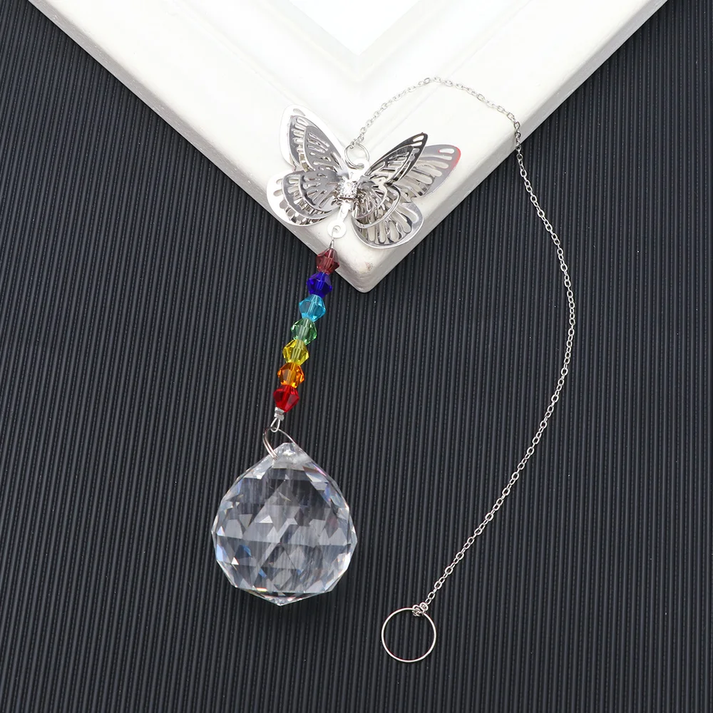 

Crystal Lamp Pendant Decor Crystal Pendant Lamp Pendant Decor for Home (30mm Three-layered Wing Butterfly, Transparent