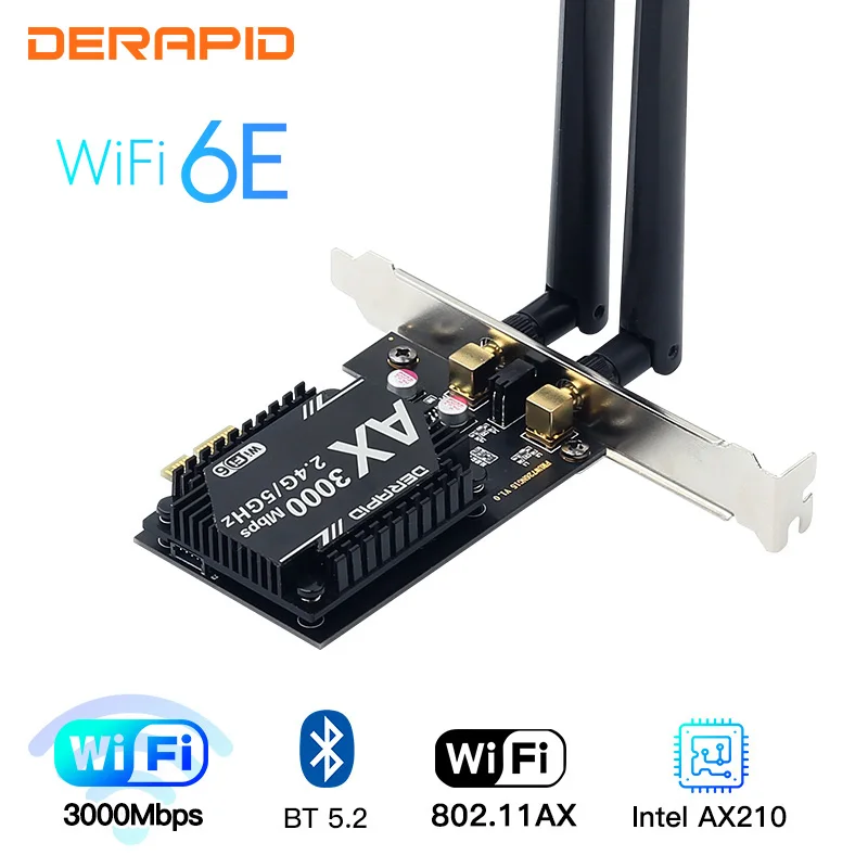 Wi Fi 6E для Intel AX210 двухдиапазонный 3000 Мбит/с Bluetooth 5 2 беспроводной PCIE адаптер 802.11AX MU
