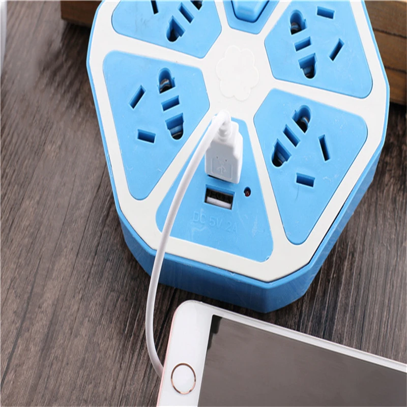 Портативный USB блок питания 4 розетки+ 2USB розетки защита от перегрузки удлинитель адаптер USB разъем для путешествий 1,5 м кабель