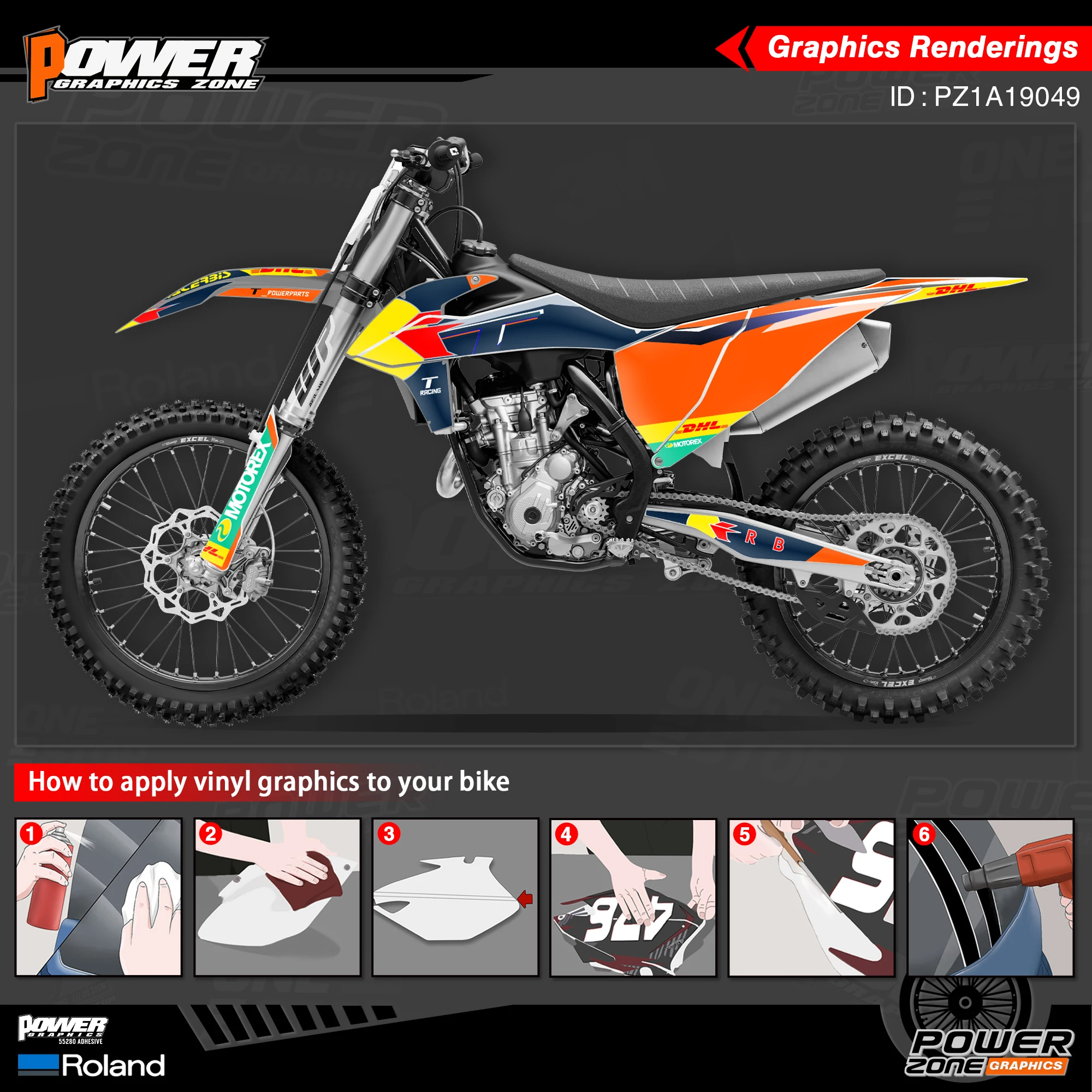 Персонализированные графические фоны PowerZone Team Набор наклеек для KTM SX SXF MX 19-20 EXC XCW