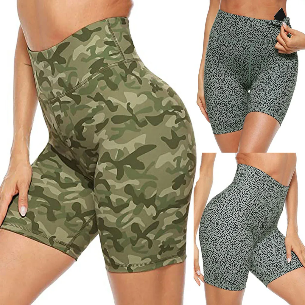 

Print Yoga Shorts Women High Waist Three Points Sports Shorts With Hidden Pocket Workout Tights Shorts Breathable Leggins A50