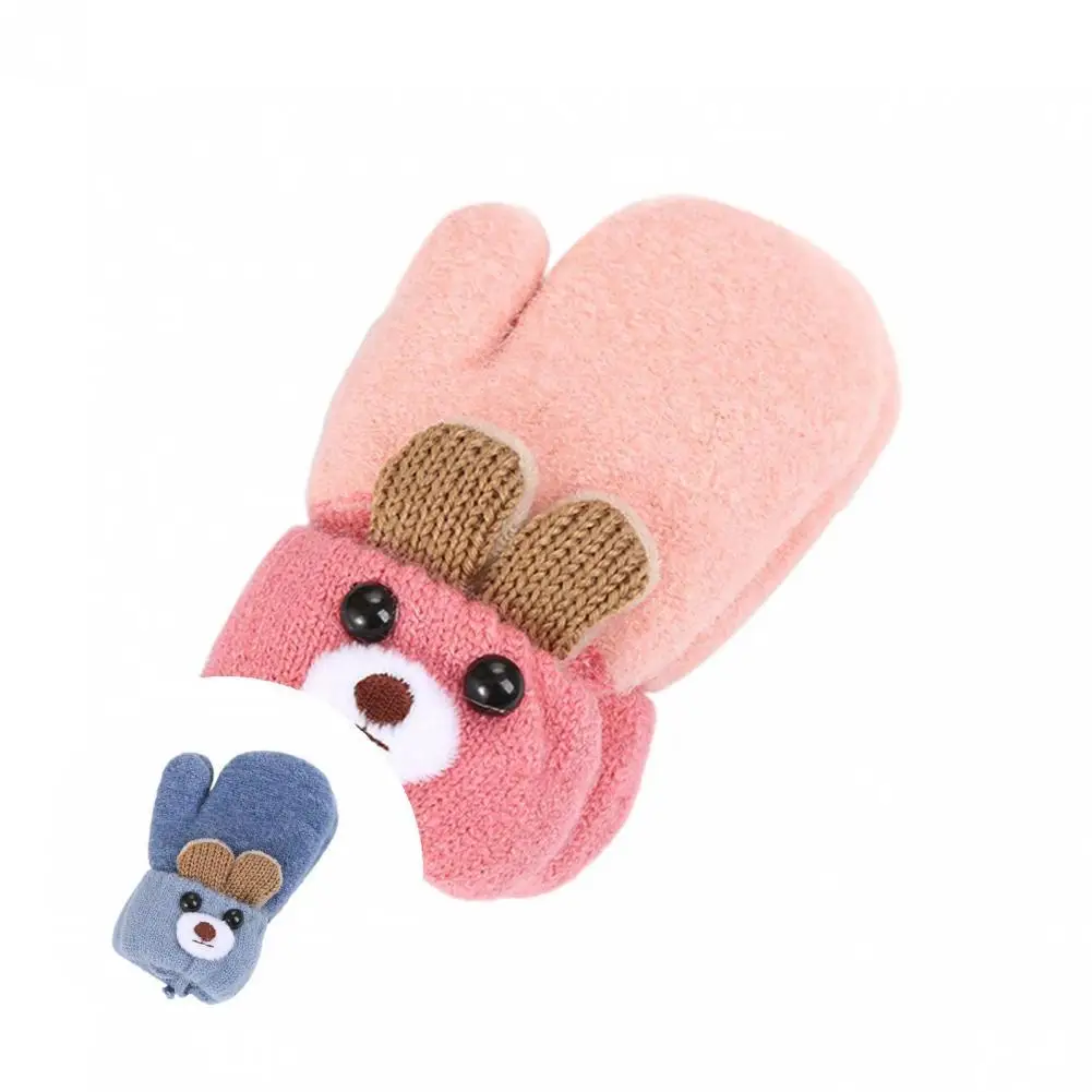 

Unisex 1 Pair Cute Cartoon Knitting Gloves Autumn Winter Infant Gloves Lightweight for Skiing