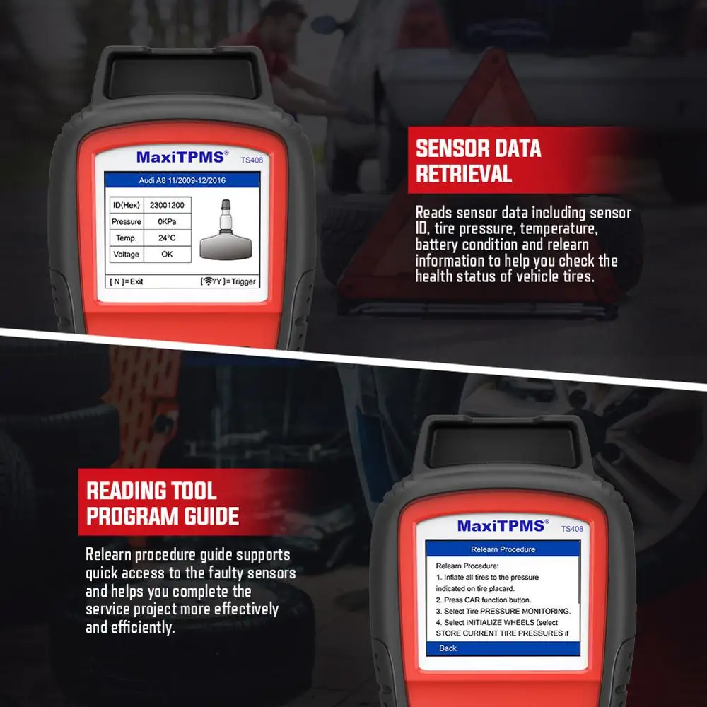 Autel MaxiTPMS TS408 TPMS диагностический сканер датчик активации 315 433 МГц Программируемый
