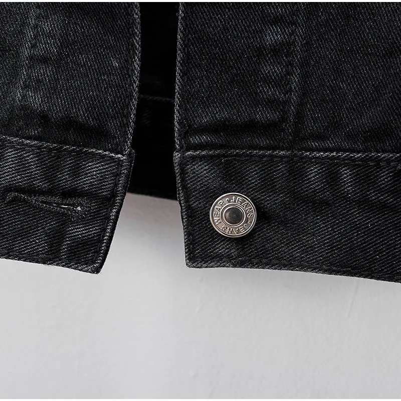 Женский джинсовый жилет-бомбер без рукавов черный облегающий жилет в Корейском