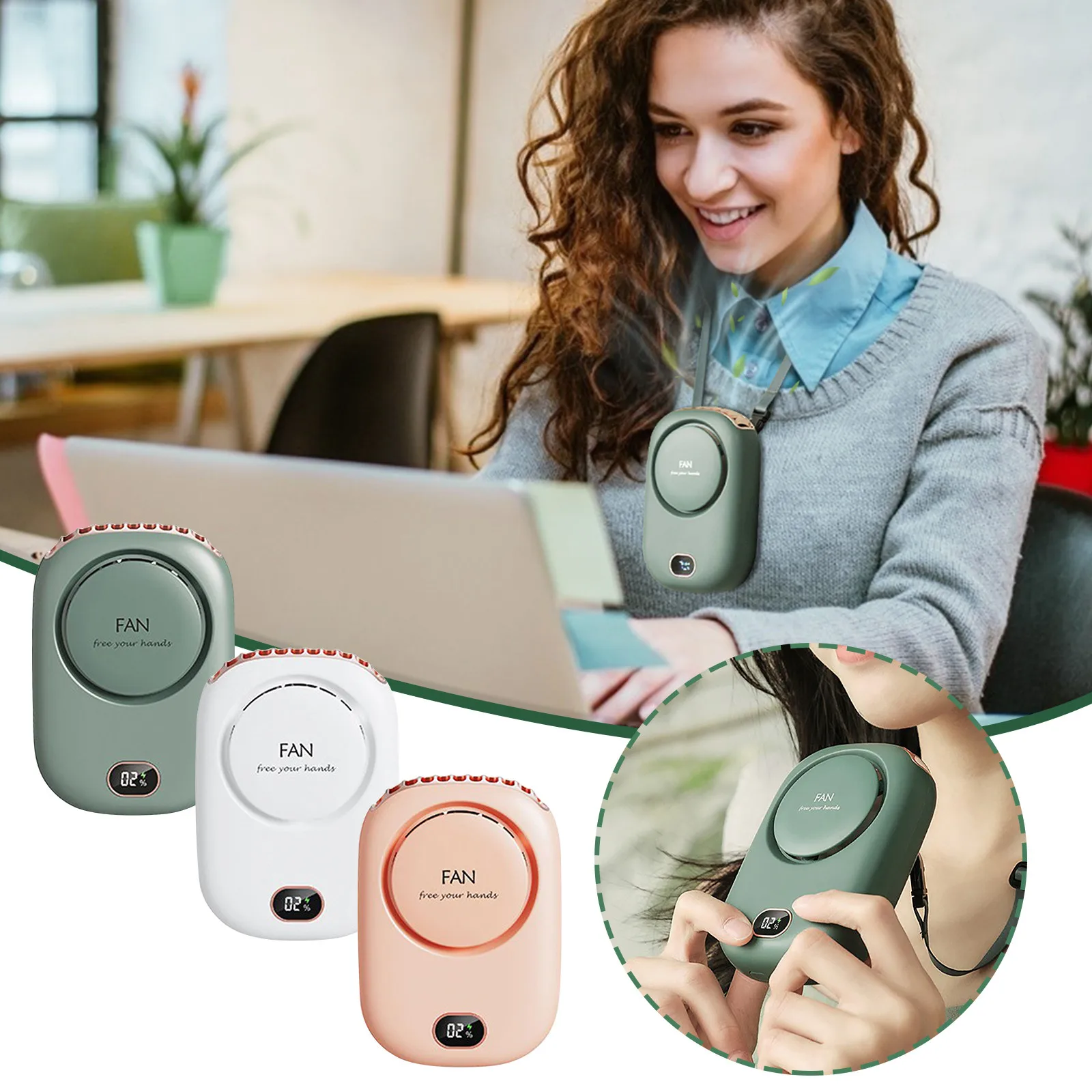 

Portable Mini Fan 3 Speed Adjustable Fans Handheld Personal Mini Fan USB Rechargeable Desk Outside Travel Hanging Air Cooler
