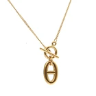 Ожерелье из нержавеющей стали с овальной круглой подвеской в минималистском стиле, ювелирные изделия, подарок для Него с цепочкой