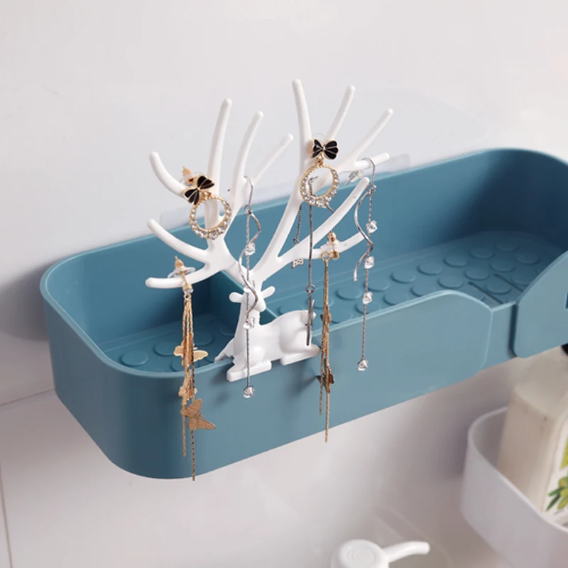 

Dual Strong Suction Cup Storage Boxes Bathroom Shelf Kitchen Storage Basket Wall Mounted Holder Wall Rack Shower Organizer