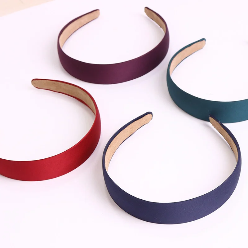 

2021 Plastic Canvas Headbands For Women Girls Wide Solid No-slip Hairbands Hair Hoop Headwear Woman Satin Covered Resin Hairband