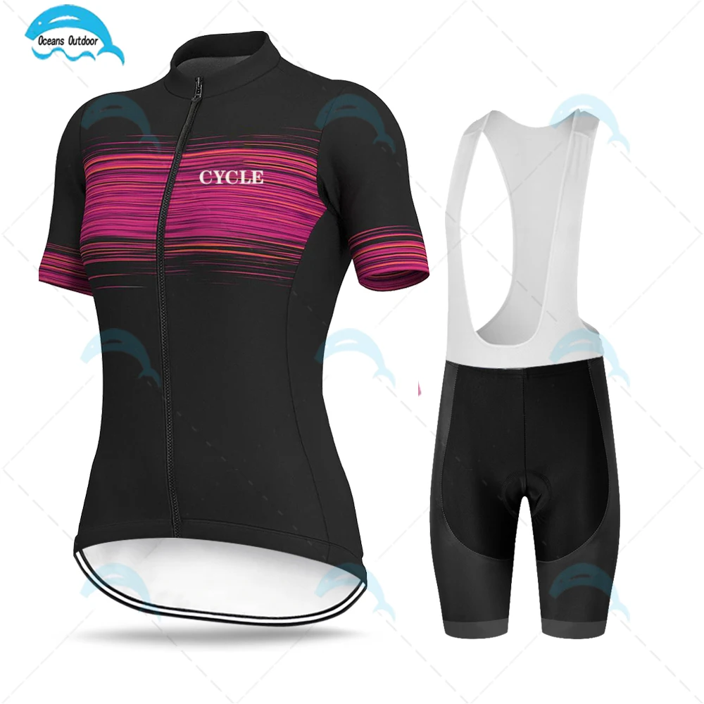 

Ladys Cycling Jerseys Bicycle Wear Bib Gel Sets Clothing Ropa Ciclismo Uniform Maillot Sport Wear Breathable Quick Dry