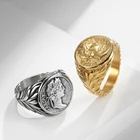 Европейский и американский стиль Римская империя голова Цезаря кольцо из нержавеющей стали ретро монета хипстерские ювелирные изделия Модные аксессуары