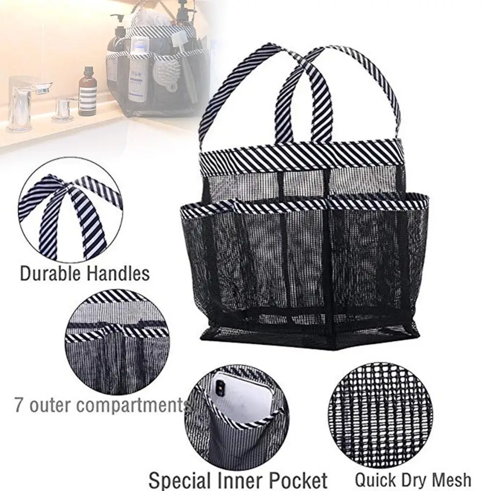 

Shower Caddy Tote Mesh Shower Basket Quick Dry Bathroom Organizer with 8 Pockets Portable Caddy for Dorm Camping Swimming 30FP