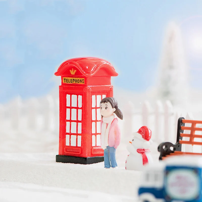 BAIUFOR Vintage Red Telephone Booth Figurines &amp Miniatures For Fairy Garden Sand Table of Building Model Child kids Toys | Дом и сад