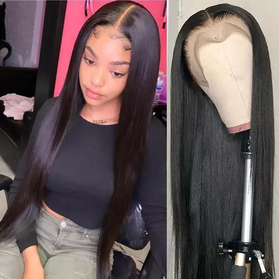 

13*4 Lace Frontal wig Natural Straight Lace Front Human Hair Wig High Density wig For Women PrePlucked With Baby Hair wig