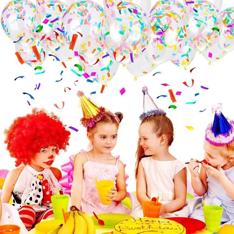 

24Pcs Confetti Party Balloons Ice Cream Sprinkle Balloons with Rainbow Multicolor Confetti Balloon for Birthday Party