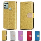 Роскошный кожаный чехол-книжка с блестками для Infinix Hot 11 Play