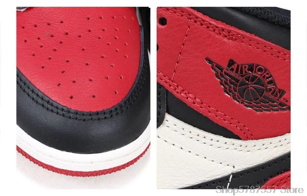 

Air Jordan 1 Retro High Bred Toe GS Basketball Shoes Men's Basketball Sneakers Unisex Women Breathable Outdoor 575541-610