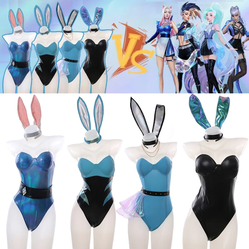 

Костюм для косплея Ари Эвелинн Серафин Акали Кайса, костюм для девочки-кролика KDA, пикантное платье для девочек комбинезоны для вечеринки, к...