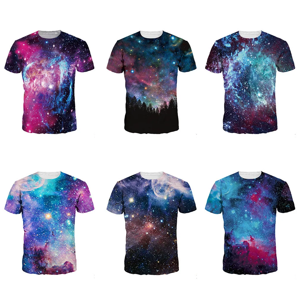 Футболка женская с 3D принтом космоса и Вселенной топ коротким рукавом в стиле хип