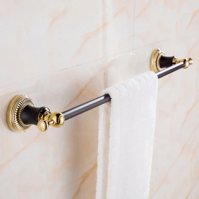 single towel bar Набор оборудования для ванны черная и Золотая вешалка для полотенца Держатель для полотенца Вешалка угловая полка, туалетный держатель щетки аксессуары для ванной комнаты - Цвет: single towel bar