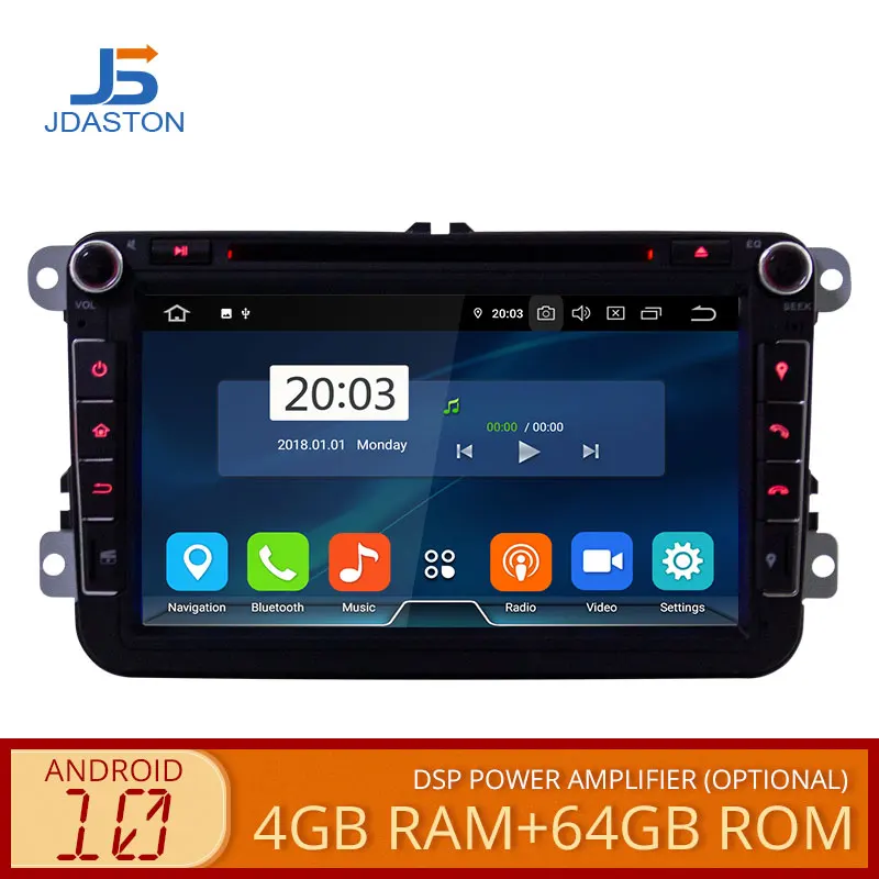 Автомобильный DVD плеер JDASTON 8 дюймов Android 10 0 для Volkswagen POLO PASSAT Golf мультимедийный