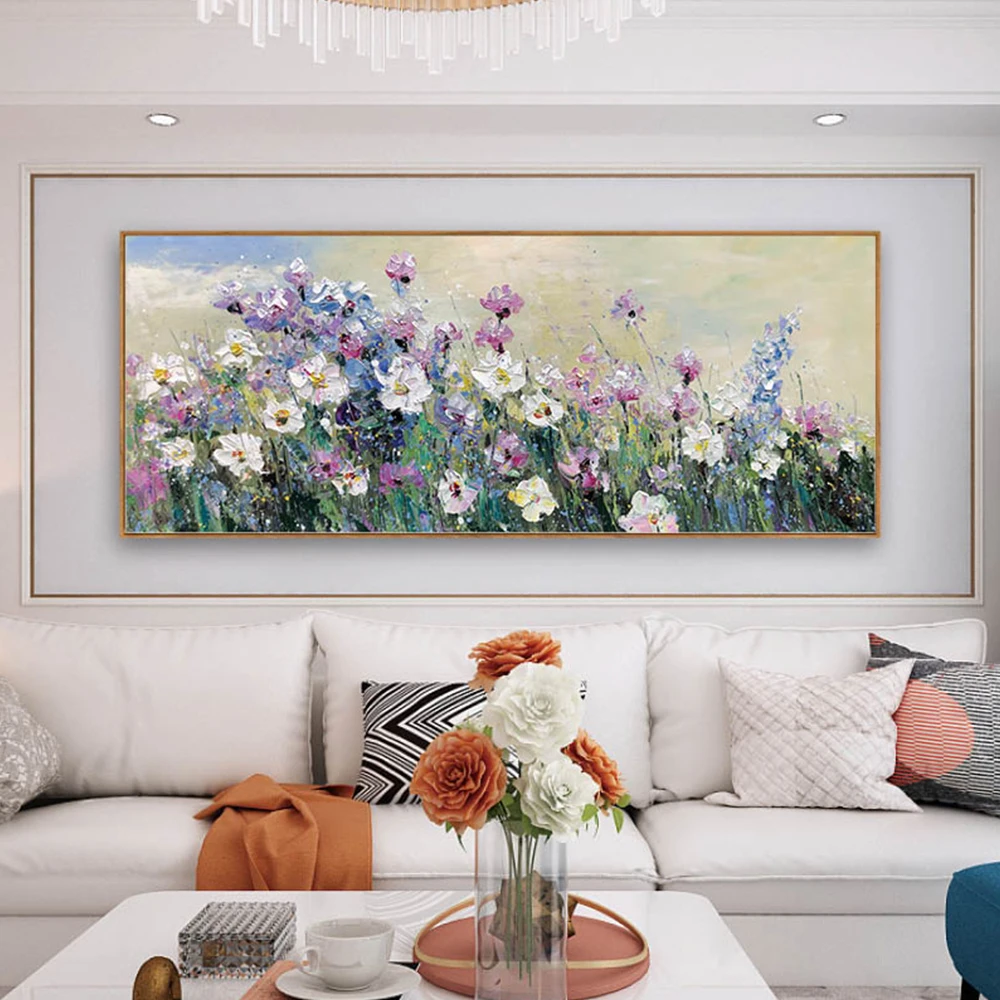 Ручная роспись абстрактный нож цветы картина маслом на холсте настенная