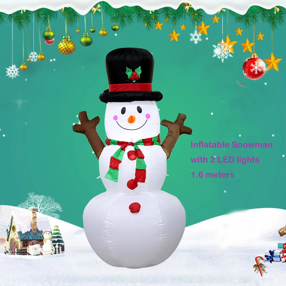 1 6 м крупного плана Рождественский Снеговик со светодиодными огнями двора семьи