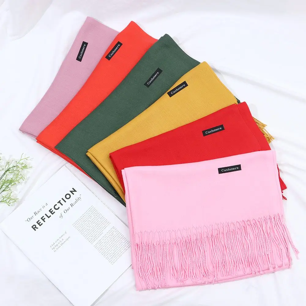 

Зимний мягкий длинный кашемировый шарф с кисточками, бандана, плотная теплая шерстяная шаль