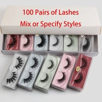 wholesale eye lashes bulk 10203050100 pcs natural false eyelashes set volume 3d wispy fake lashes fluffy mink lashes makeup