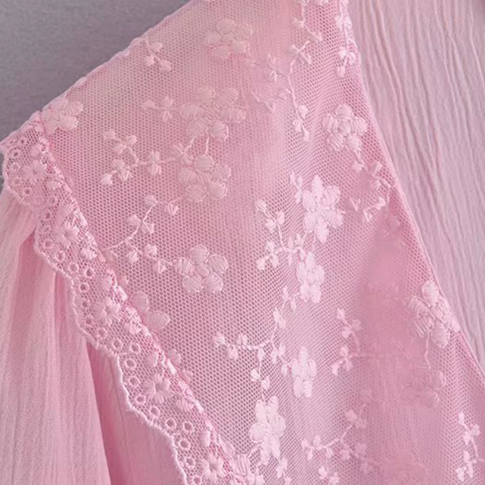 

ZA2021 summer new style trendy loose wild waist short blouse women temperament shirt lace chiffon blouse