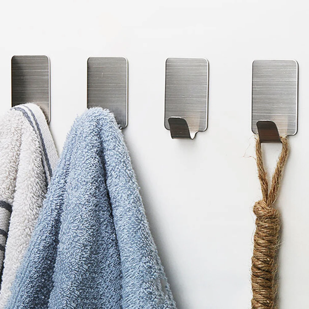 

Hot Sale 6Pcs Stainless Steel Self Home Kitchen Wall Door Holder Hook Hanger Hanging Coat Hooks Wholesale