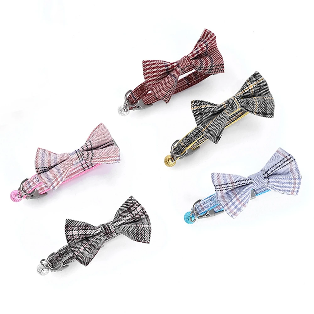 Ошейник для кошек с колокольчиком и бабочкой классический клетчатый узор