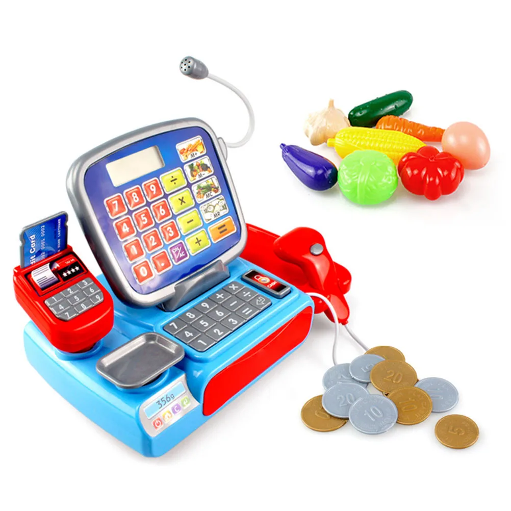 

Kids Shopping Simulation Cash Register with Scanner Weighing Scale Pretend Play Toy Electronic Furniture Checkout Toy Kids Gift