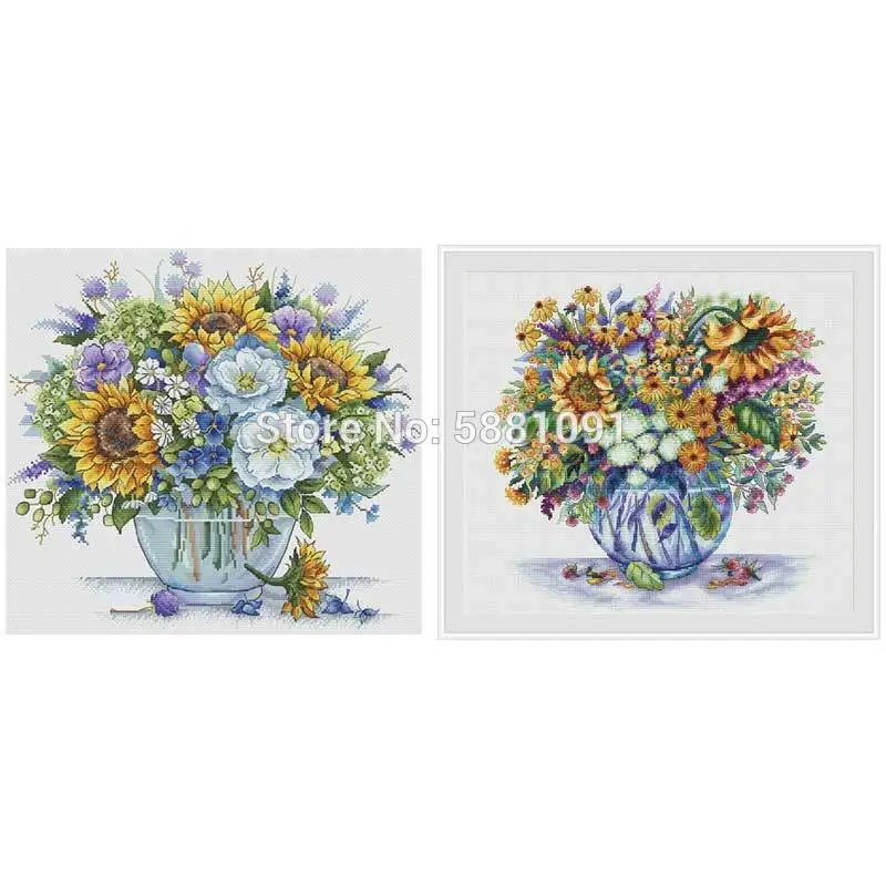 

Sunflower vase patterns Counted Cross Stitch 11CT 14CT 18CT DIY Chinese Cross Stitch Kits Embroidery Needlework Sets home decor