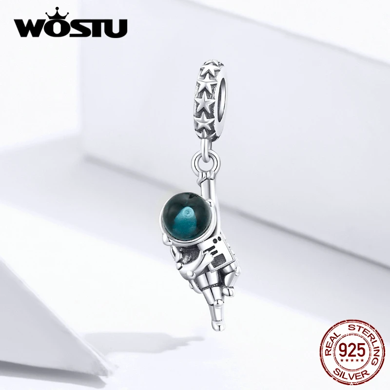 

WOSTU реальный кулон 925 пробы серебряные подвески космический человек Fit оригинальные браслеты S925 ювелирные изделия подарок FNC202