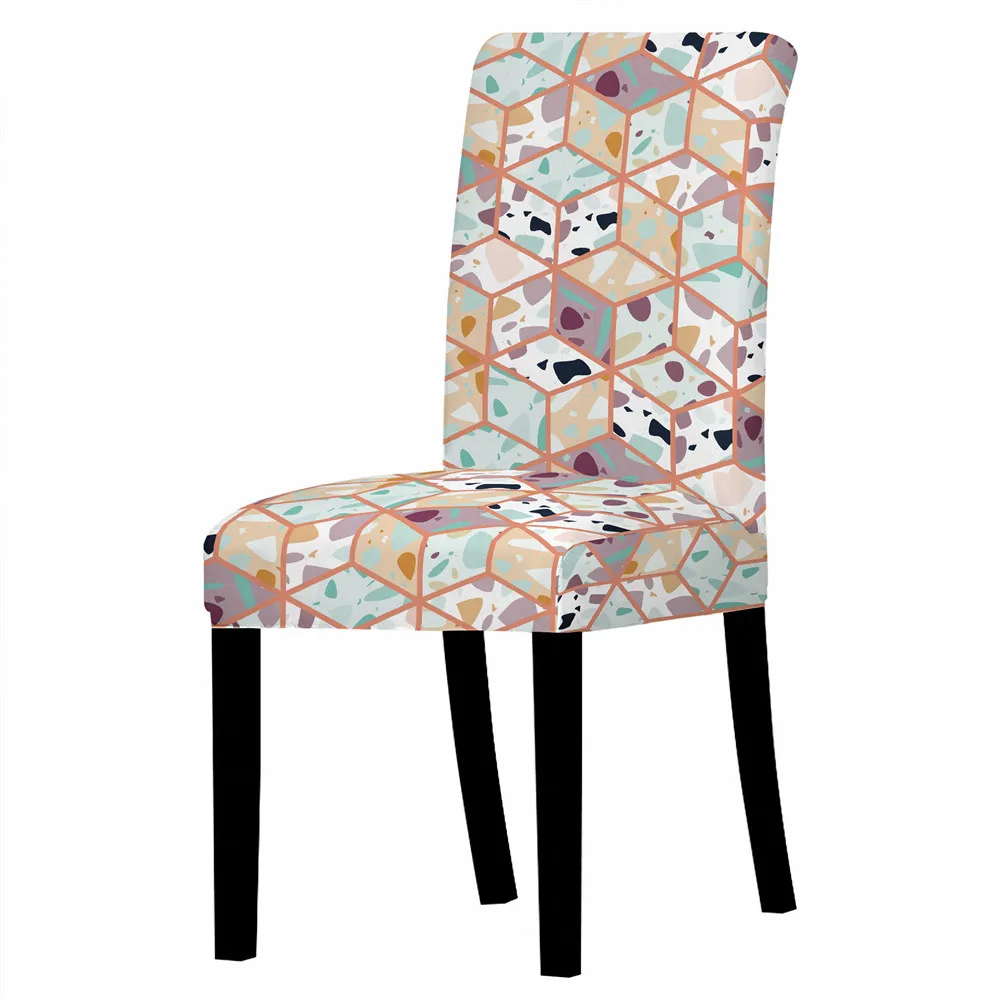 Чехол на стул из спандекса с геометрическим рисунком современный съемный чехол