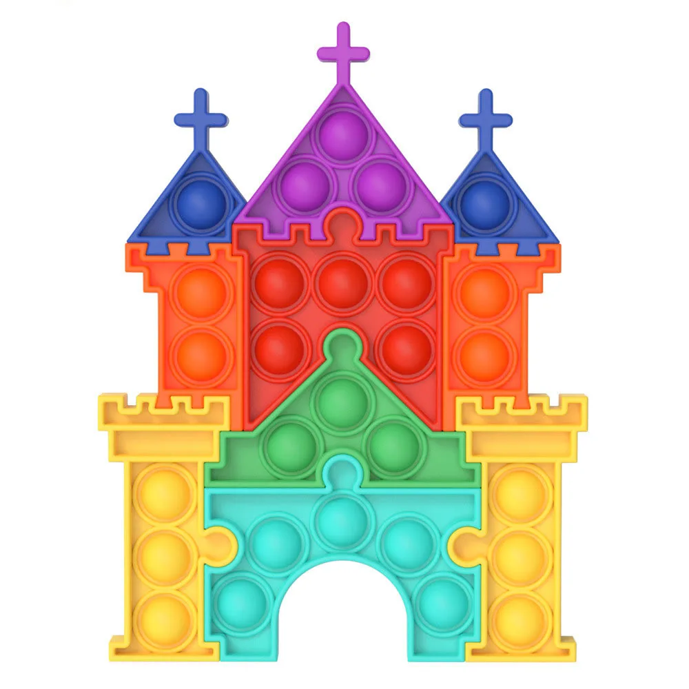 

Pops Fidget Castle Puzzle Reliver Stress Toys Rainbow Push It Bubble Antistress Toys Adult Children Autism Shipping Free