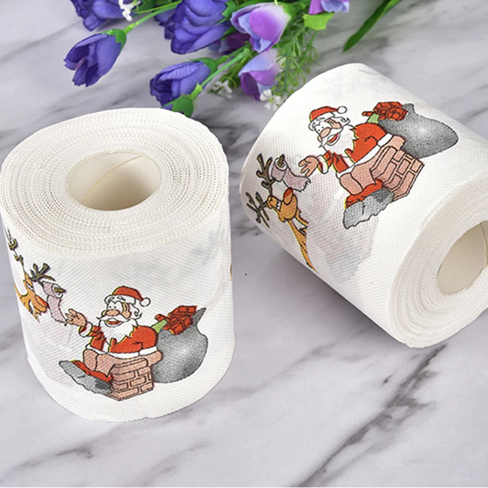 Рождественская напечатанная рулонная бумага Санта Клаус цветная банная