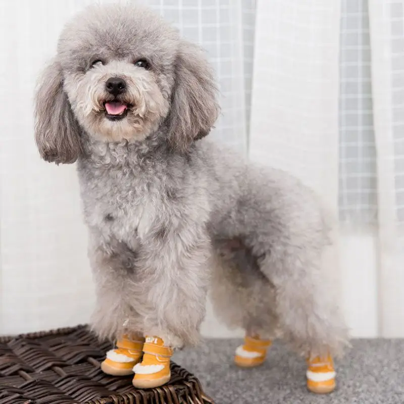 

4pcs Pet Dog Shoes Winter Dog Boots Socks Anti-slip Puppy Cat Rain Snow Booties Footwear For Small Dogs Chihuahua /1