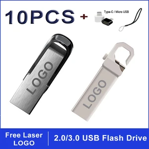 Флеш-накопитель USB, 10 шт.лот, металлический, 2,03,0, 321664 ГБ, 48 ГБ, для автомобилей