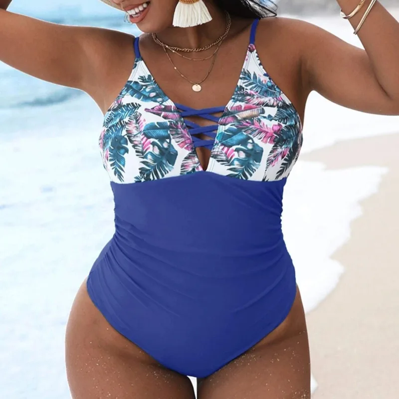 Пикантный Цельный купальник большого размера 2022, женский купальник пуш-ап большого размера, закрытый боди, женский купальный костюм для бас...