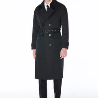 solid long trench men coat 2021 spring autumn men classic double breasted coat male black lapel british style overcoat 3xl