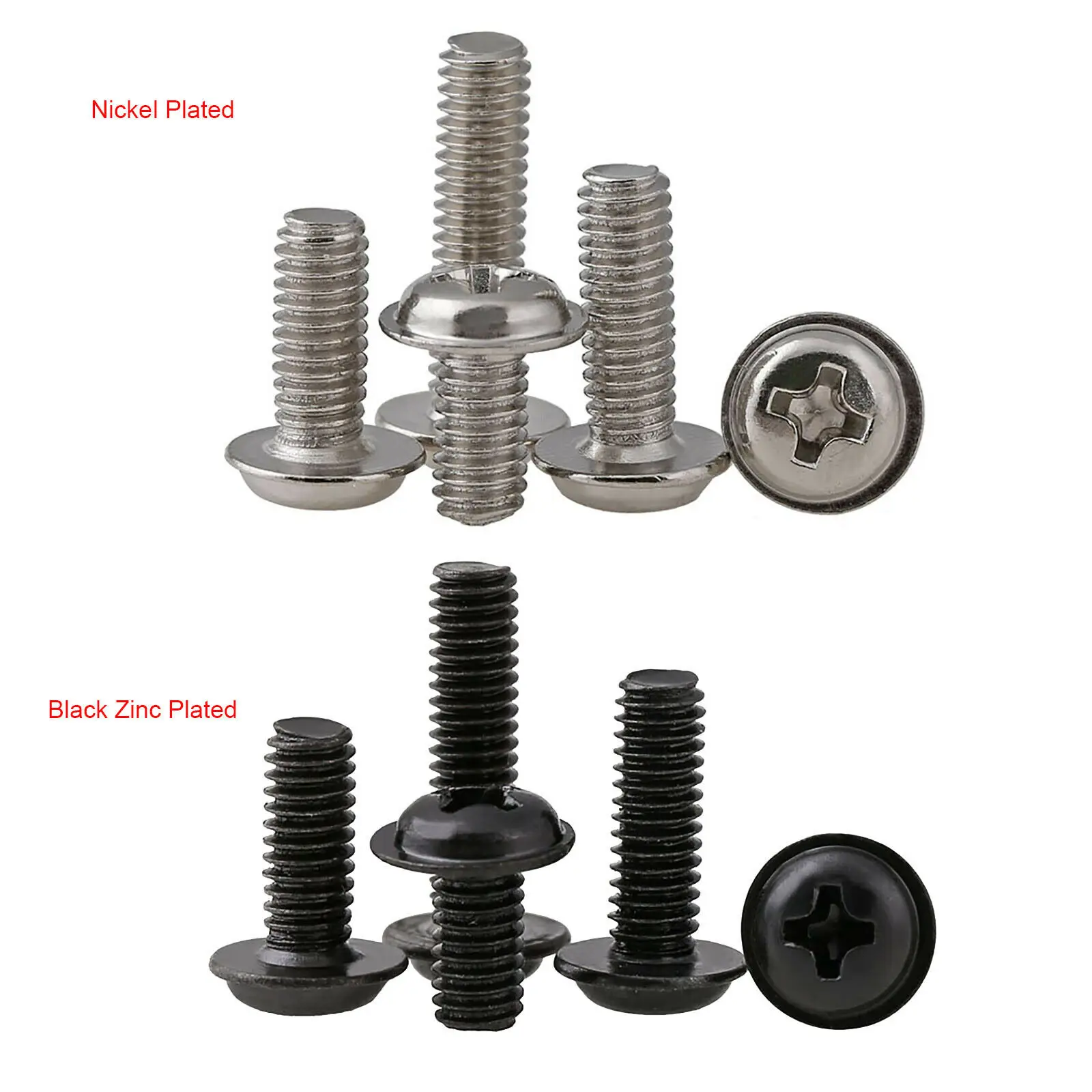 

M2-M4 Phillips Pan Head With Washer Machine Screw Carbon Steel Nickel/Zinc Plated Cross Round Truss Head With Collar Padded Bolt