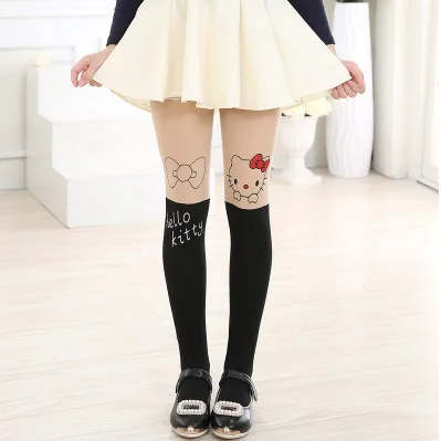 Весенние детские колготки носки для танцев девочек белые хлопковые с имитацией