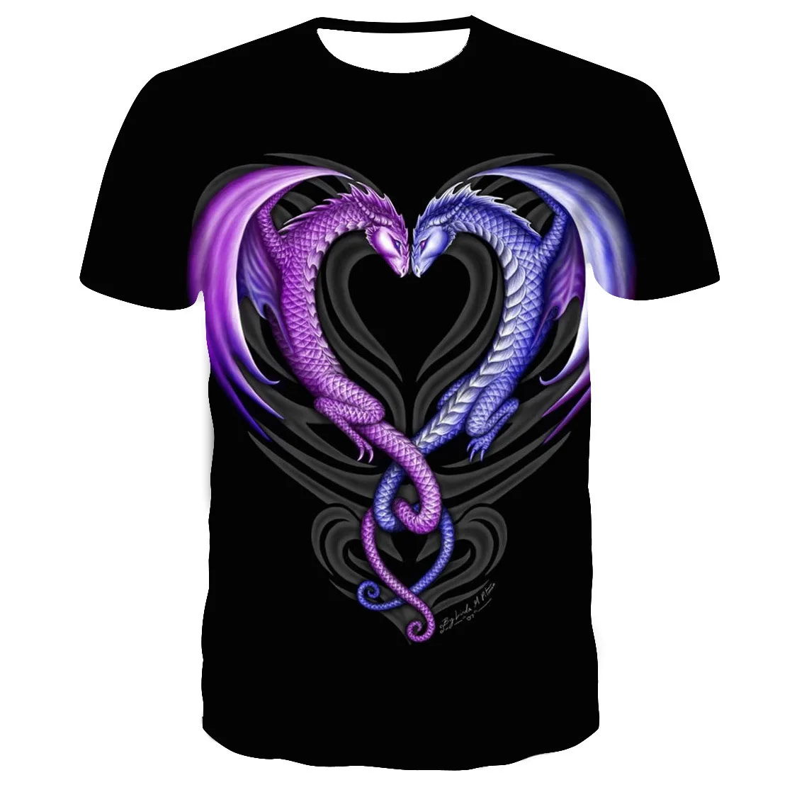 Футболка мужская с коротким рукавом и принтом дракона Повседневная дышащая