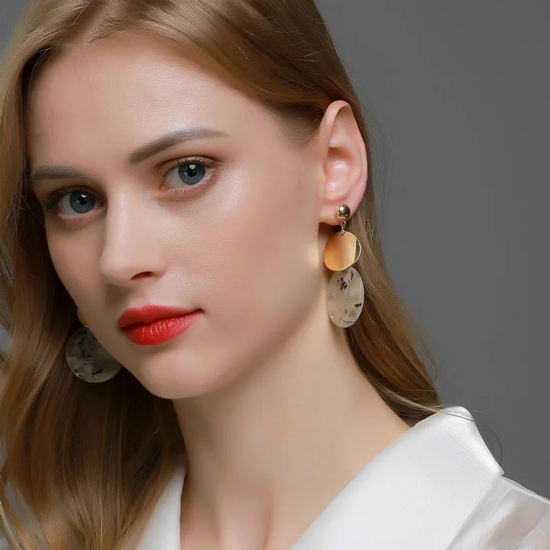 

New fashion minimalism vintage resin geometric women earrings creative circle 2021 trend aesthetic accesories jewelry for women
