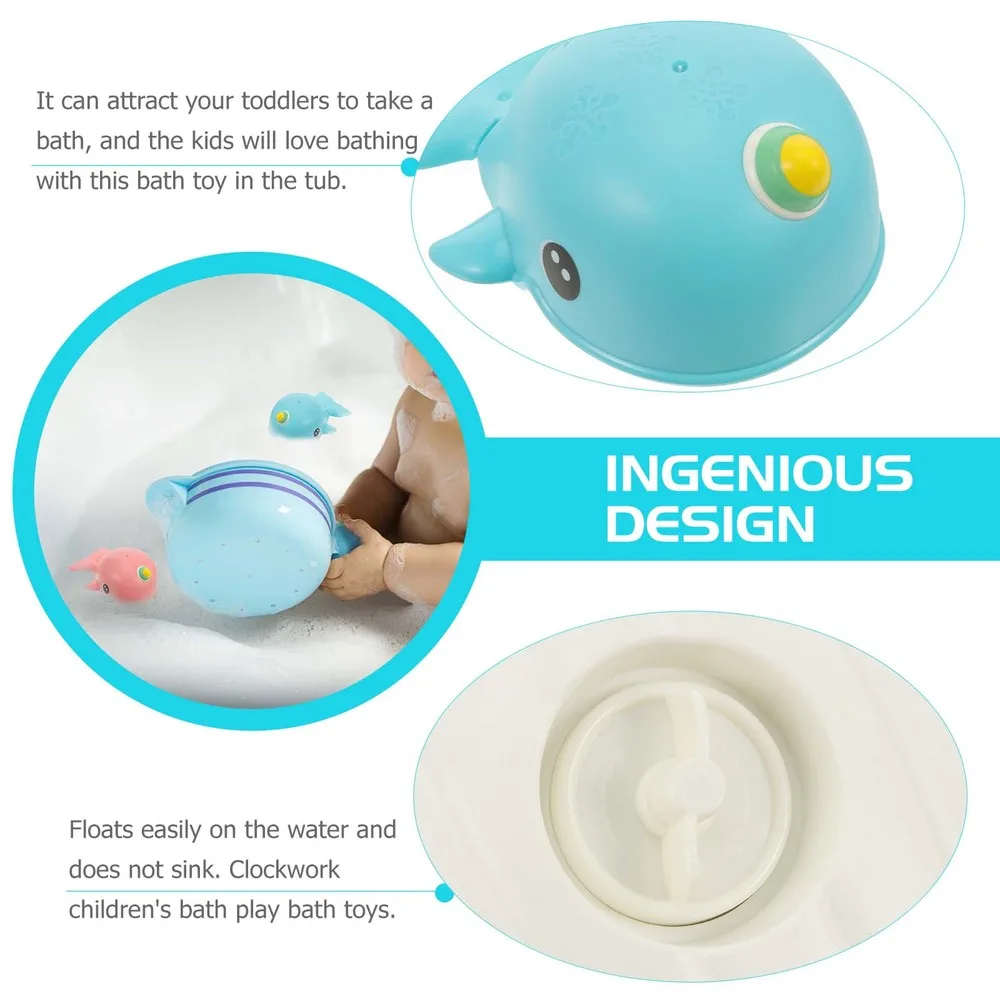 

2 Pcs Whale Shape Bathtub Toys Wind-up Baby Bath Toys Water Toys for Toddlers