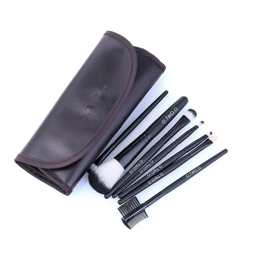 7 шт./компл. красные Кисточки для макияжа с кожаный чехол кисти мягкие