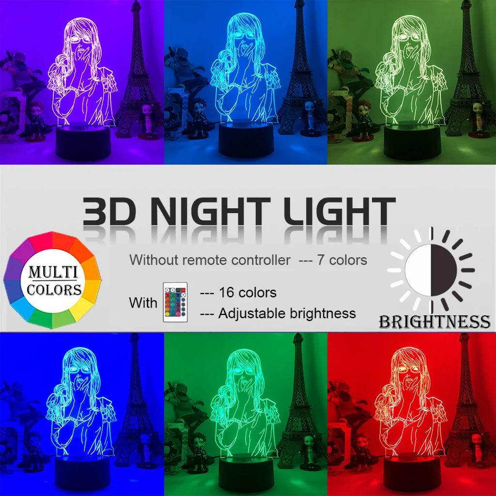 Rize Kamishiro Токийский Гуль 3d лампа аниме для спальни Декор крутой день рождения
