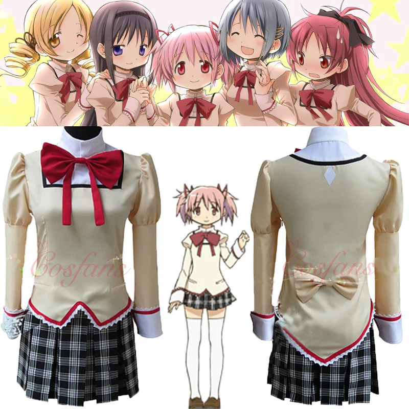 

Anime Puella Magi Madoka Magica Kaname Madoka Akemi Homura Miki Sayaka Tomoe Mami School Uniform Dress Anime Cosplay Costumes